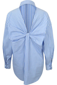 Bow Candy Twist Gestreepte Blouse - Blauw