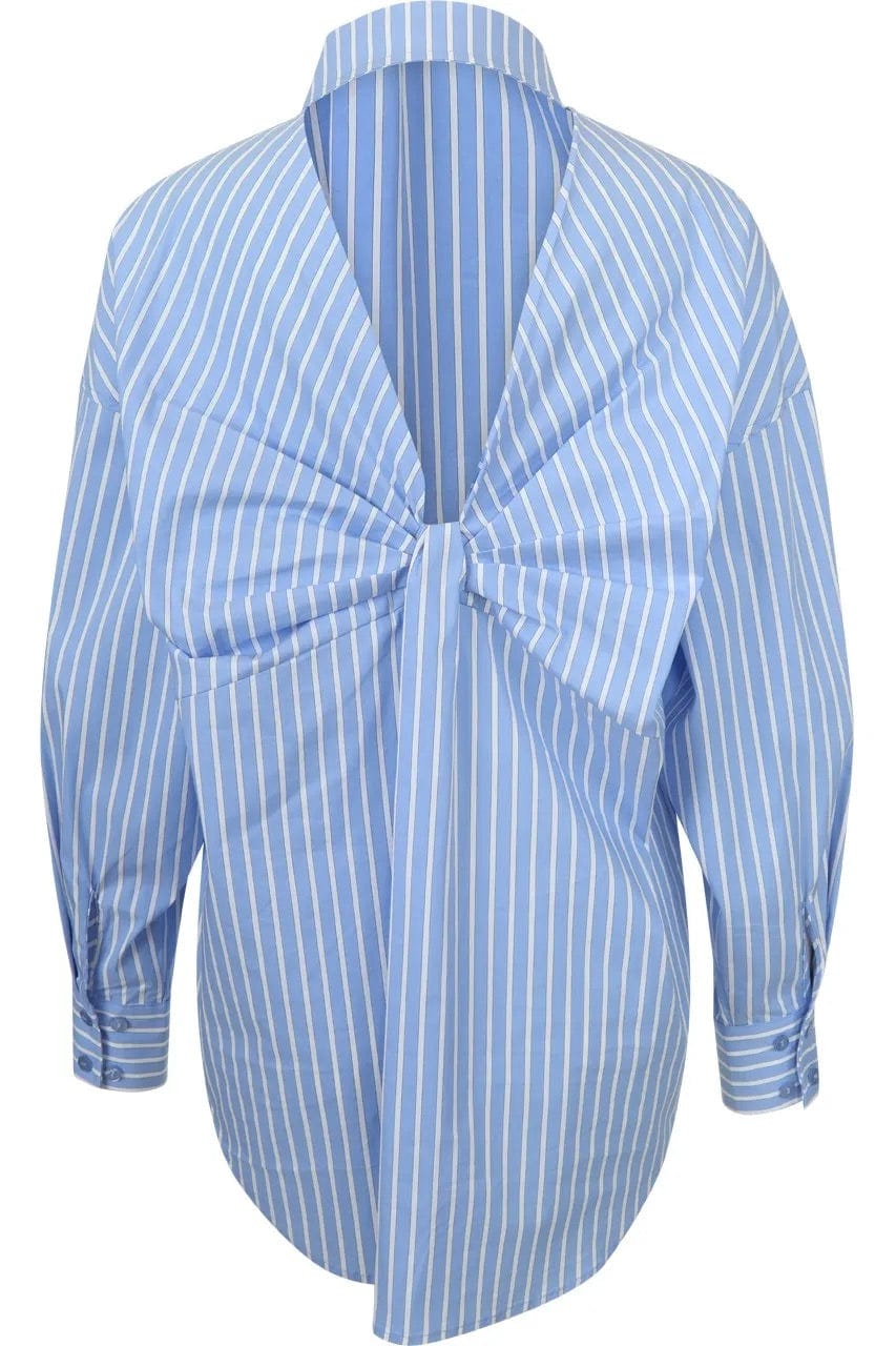 Bow Candy Twist Gestreepte Blouse - Blauw