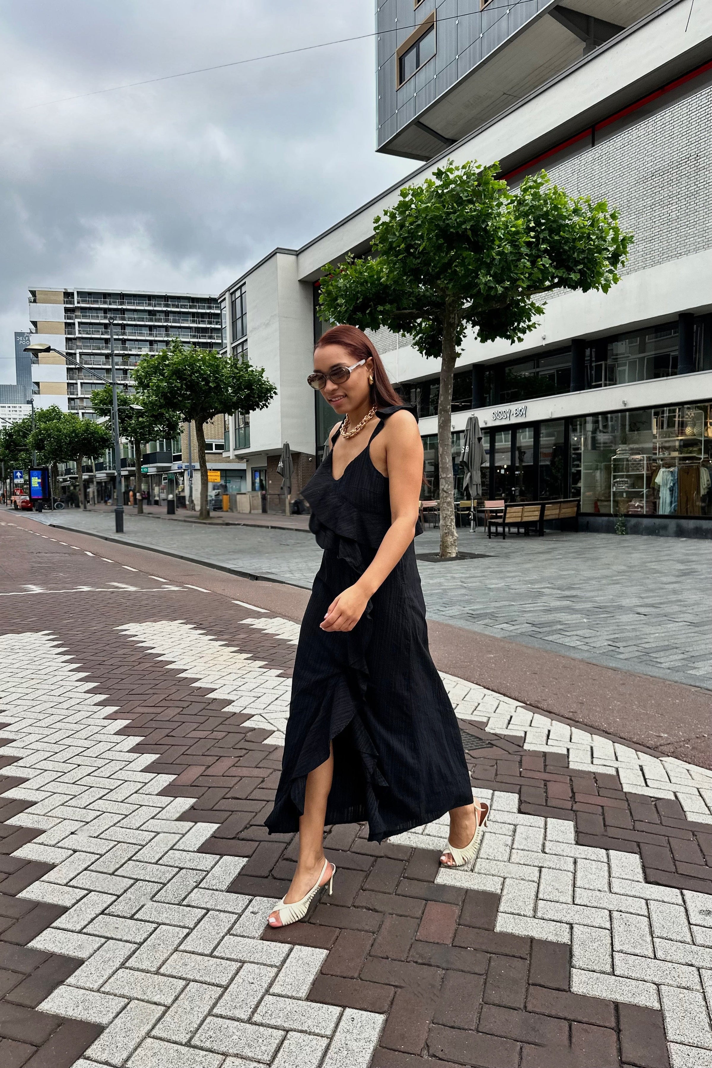 YASMia Maxi Jurk - Zwart