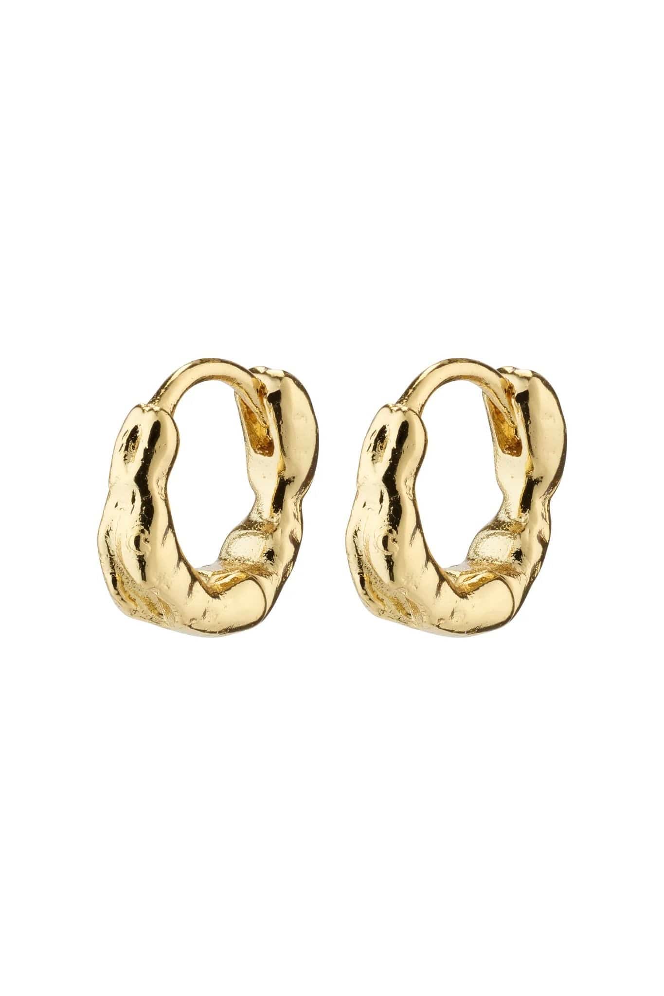 Eddy Recycled Organic Shaped Huggie Hoops - Goud