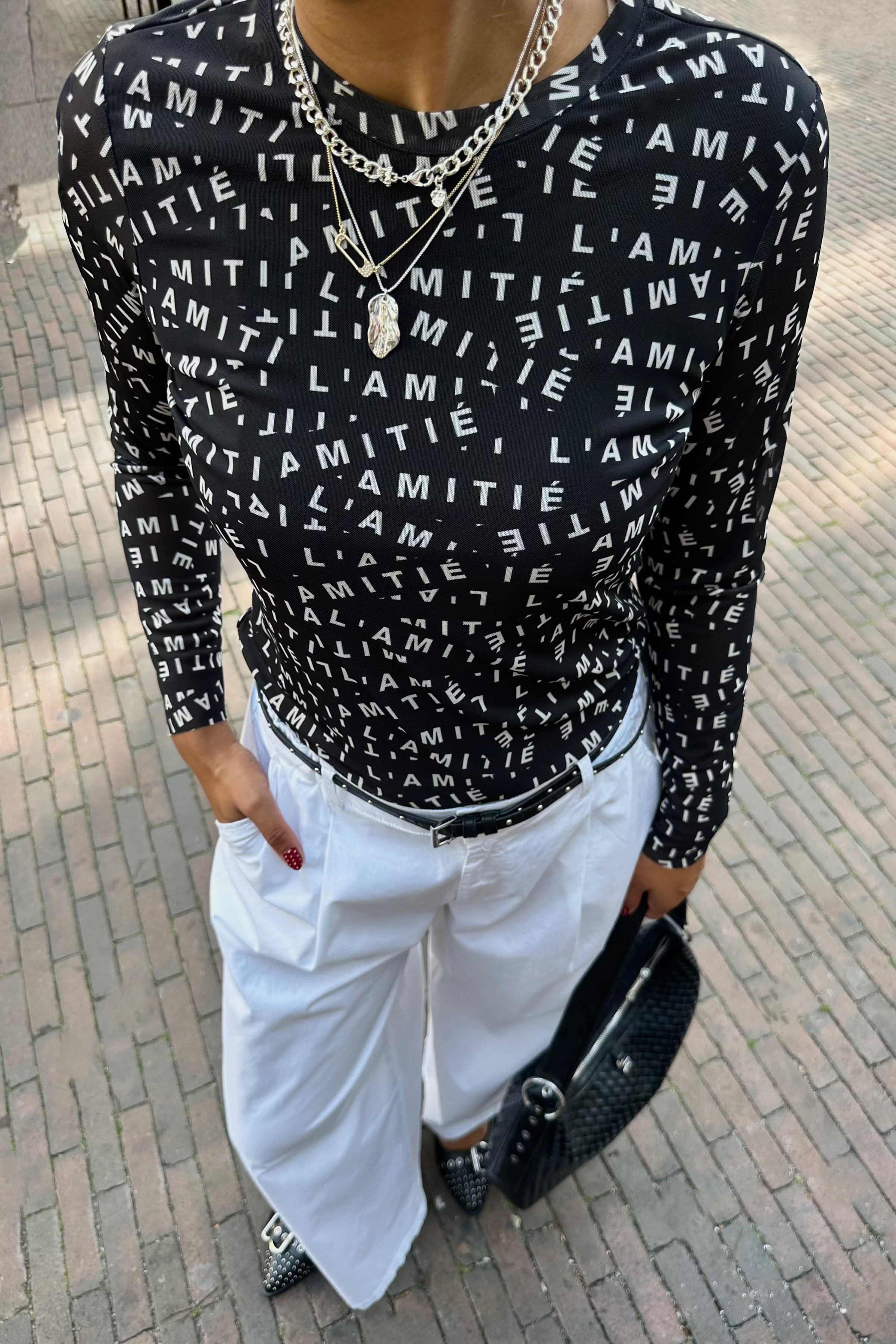 L'Amitié Mesh Top - Zwart