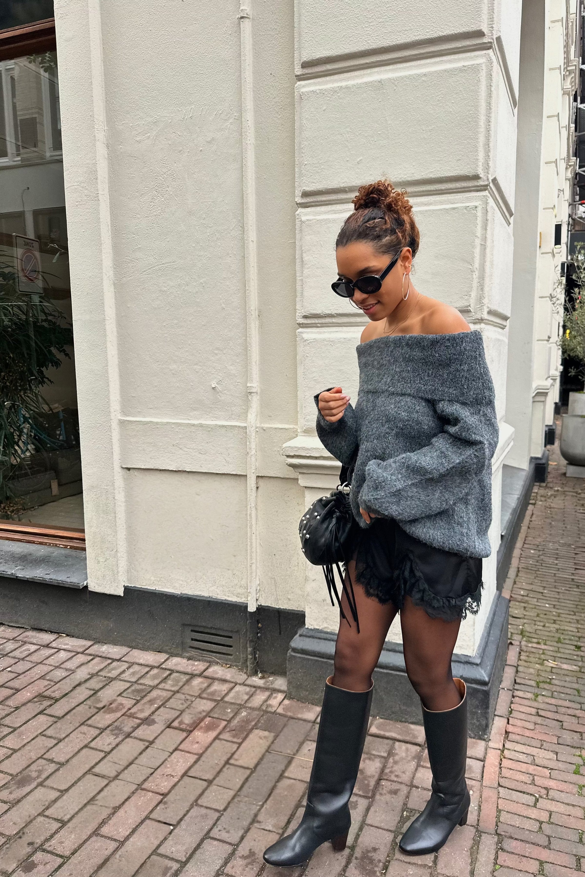 Lacey Kanten Korte Broek - Zwart
