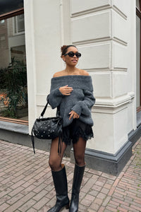Liv Off-Shoulder Trui - Grijs