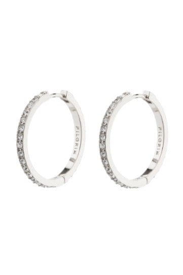 Ebna Large Crystal Hoops - Zilver