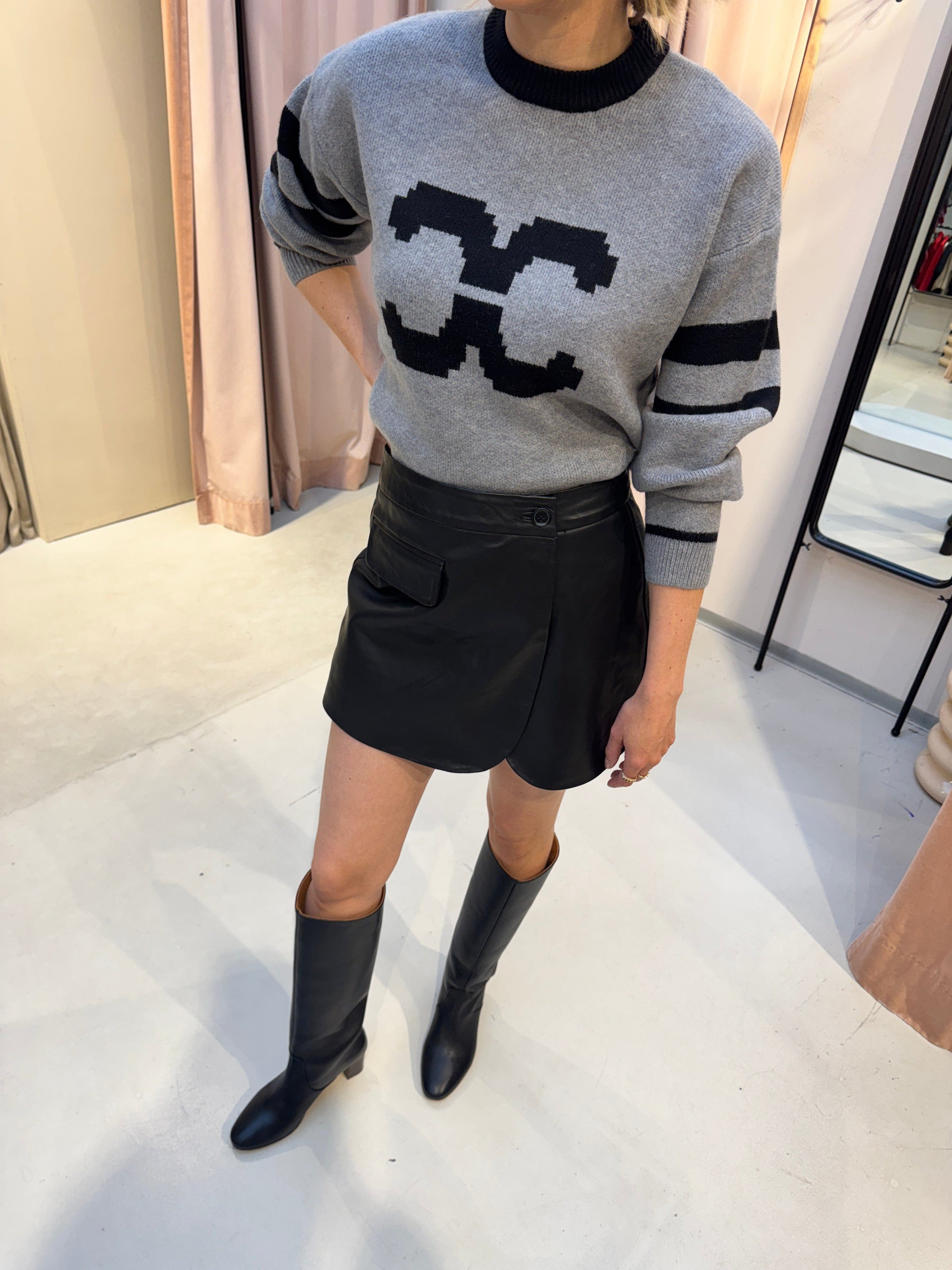 PhoebeCC Leather Wrap Skort - Zwart