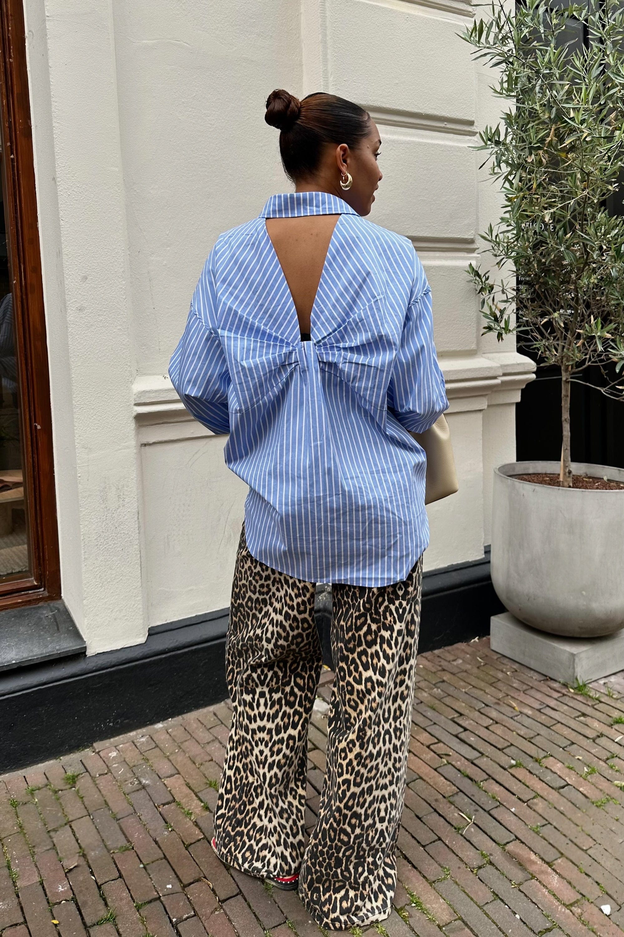 Bow Candy Twist Gestreepte Blouse - Blauw