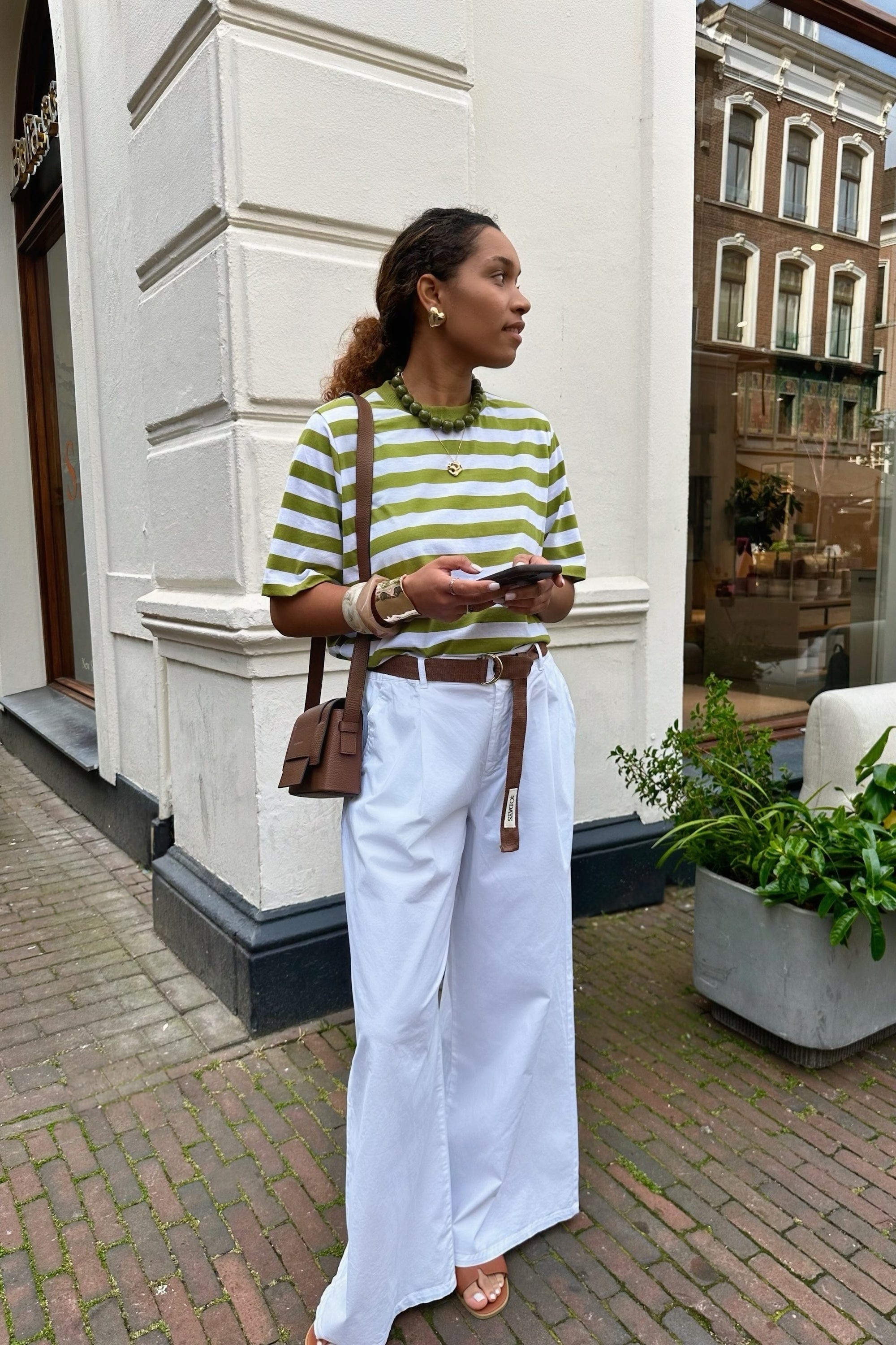 Wide Twill Pants - Wit