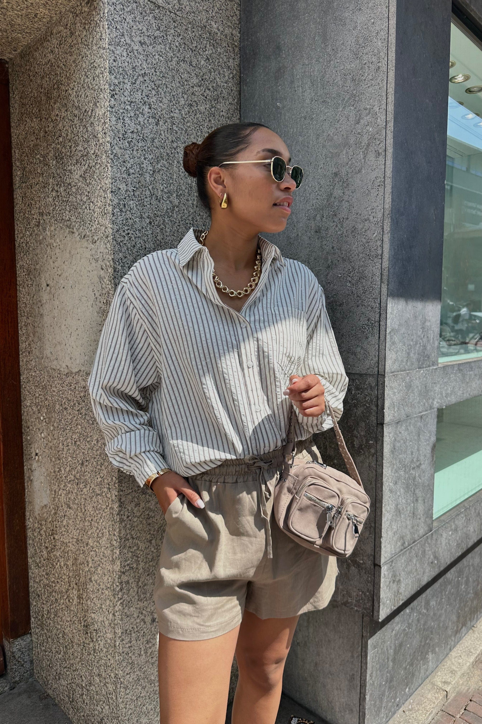 Dalma Gestreepte Blouse - Bruin