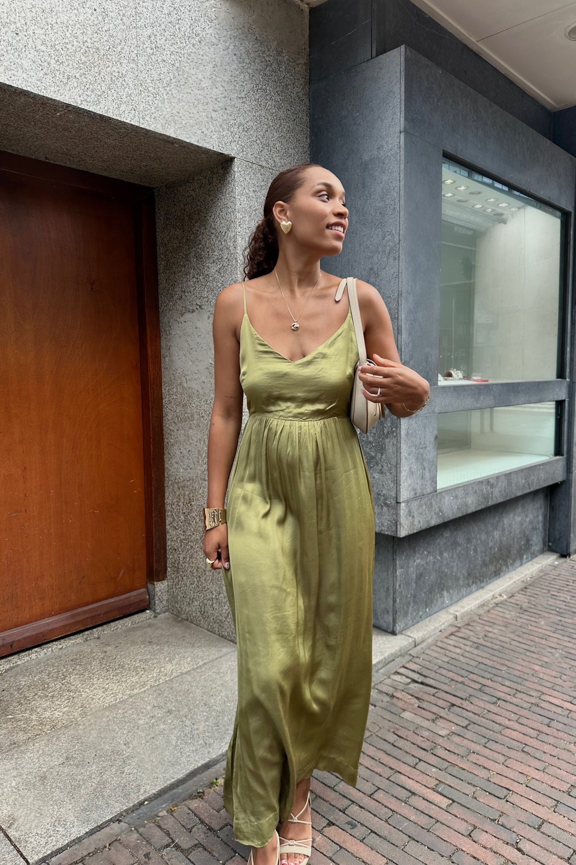 Savani Long Soft Dress - Groen