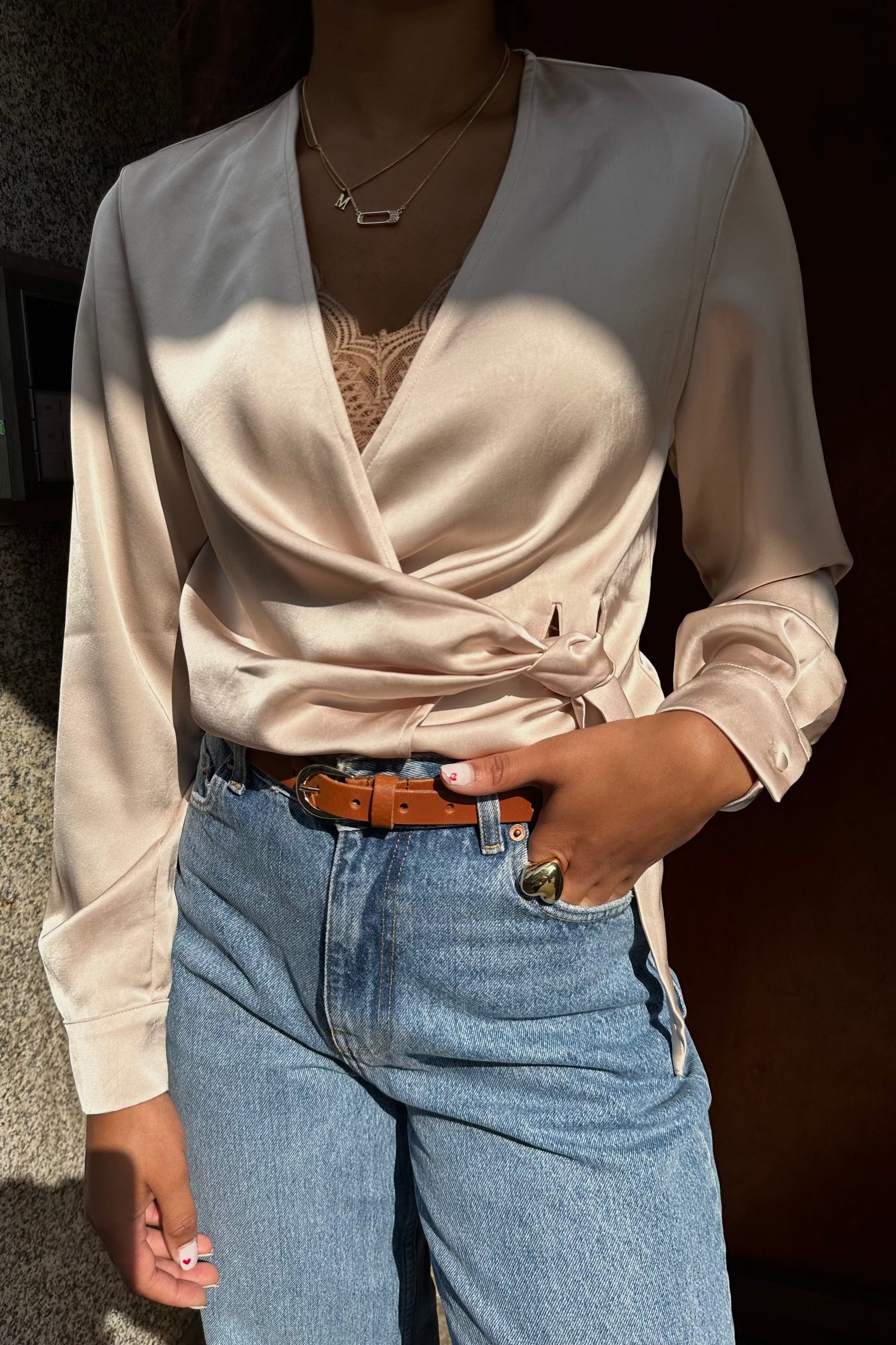 Petris Satijnen Blouse - Champagne