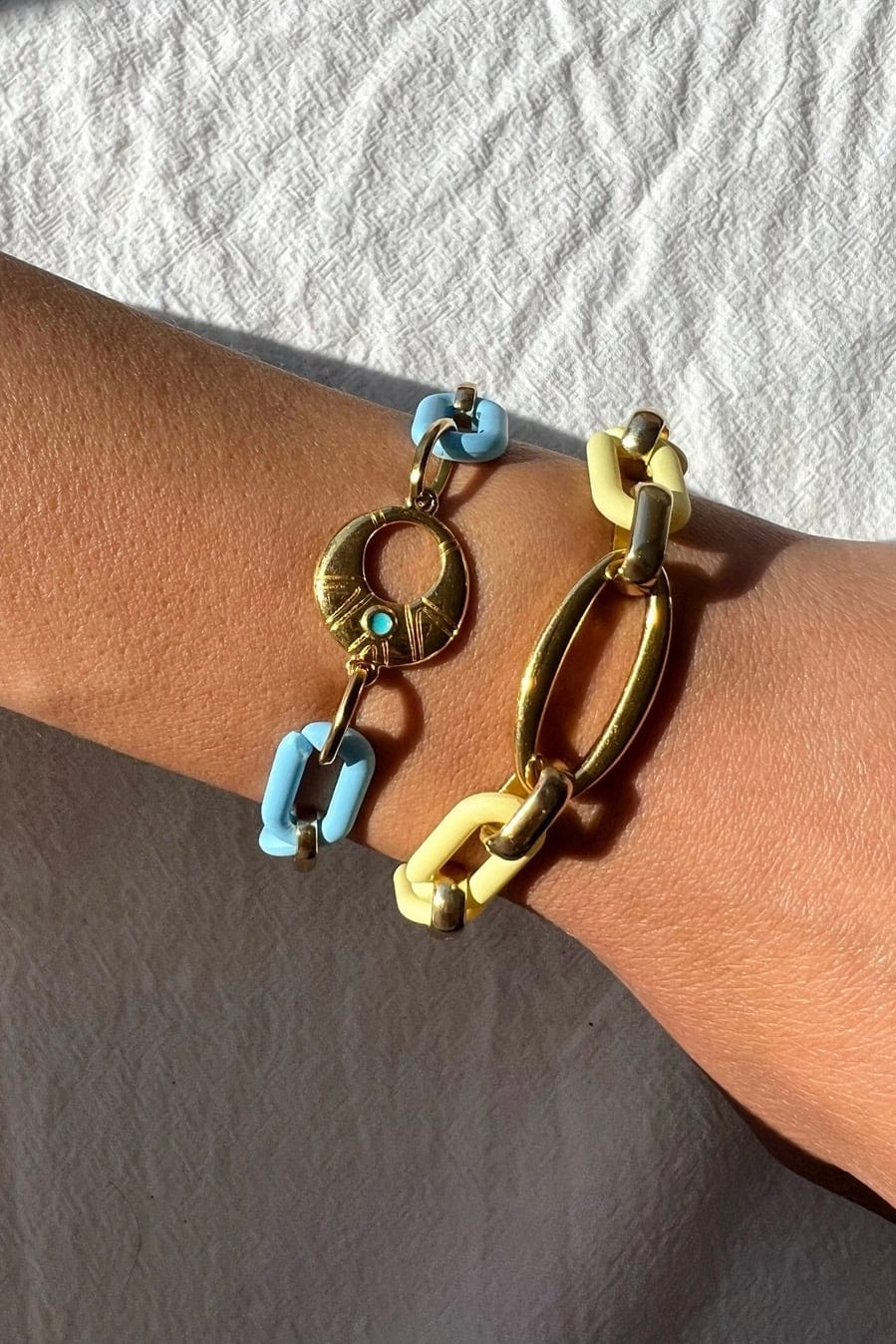 Schakel Armband- Geel