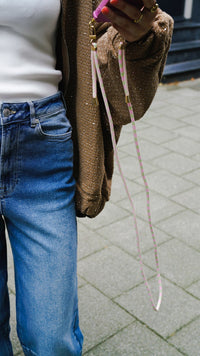 Multi Kleurrijk Lang Telefoonkoord - Beige/Roze/Groen