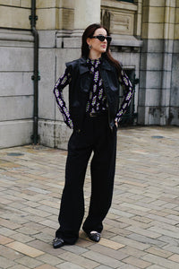 Vola Pleat Pantalon - Zwart