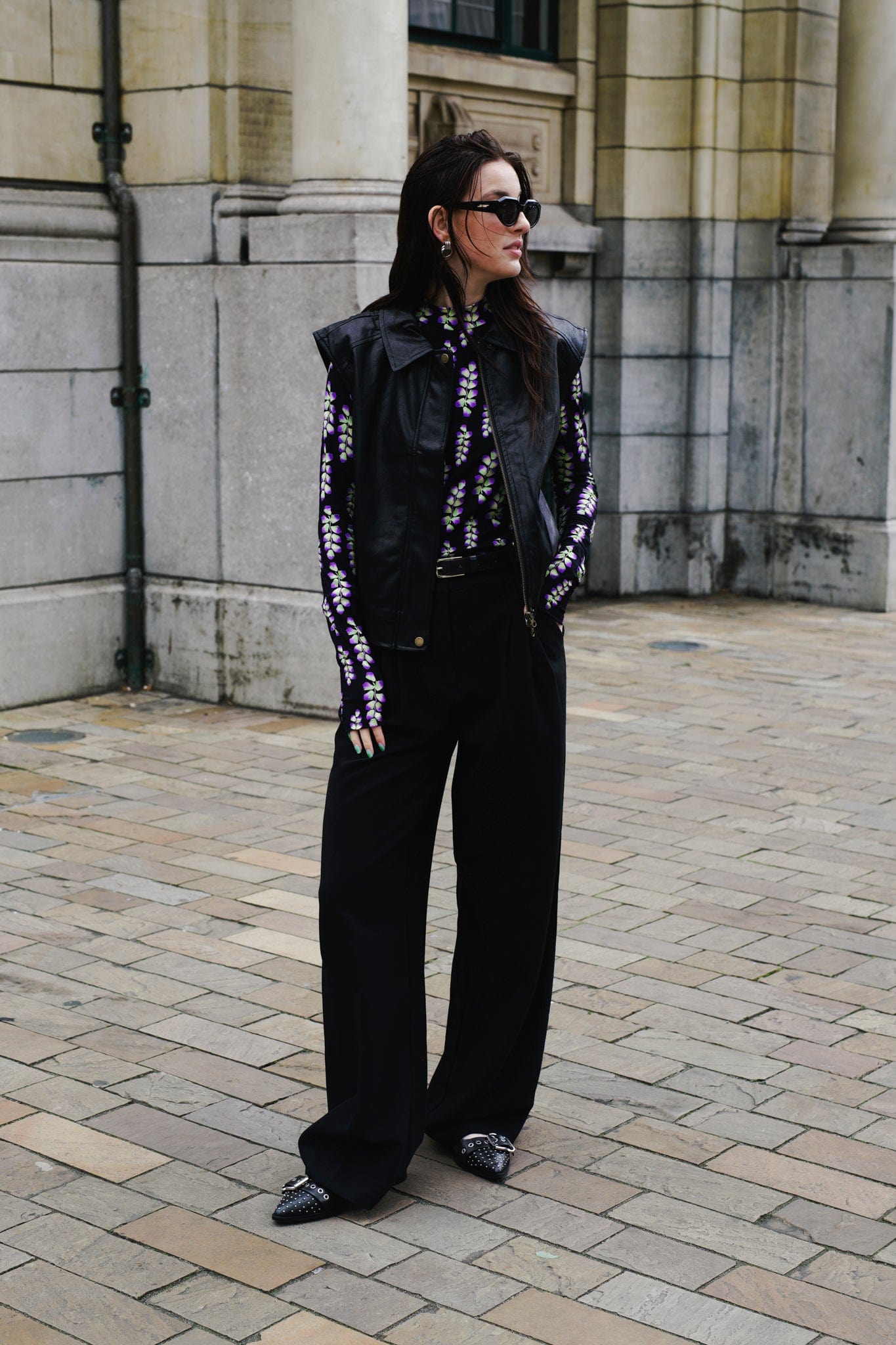 Vola Pleat Pantalon - Zwart