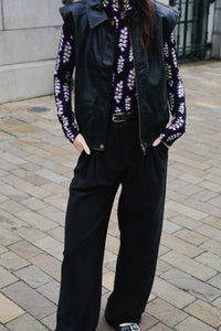 Vola Pleat Pantalon - Zwart