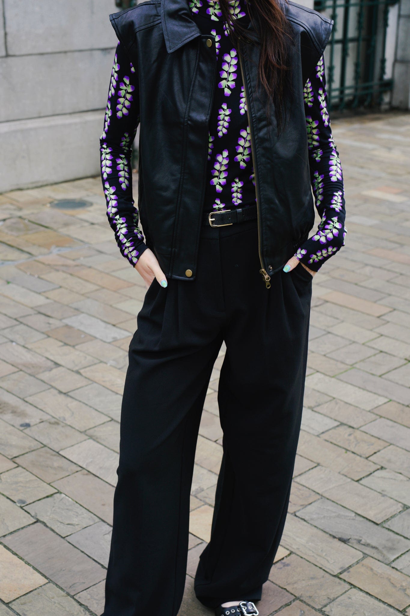 Vola Pleat Pantalon - Zwart