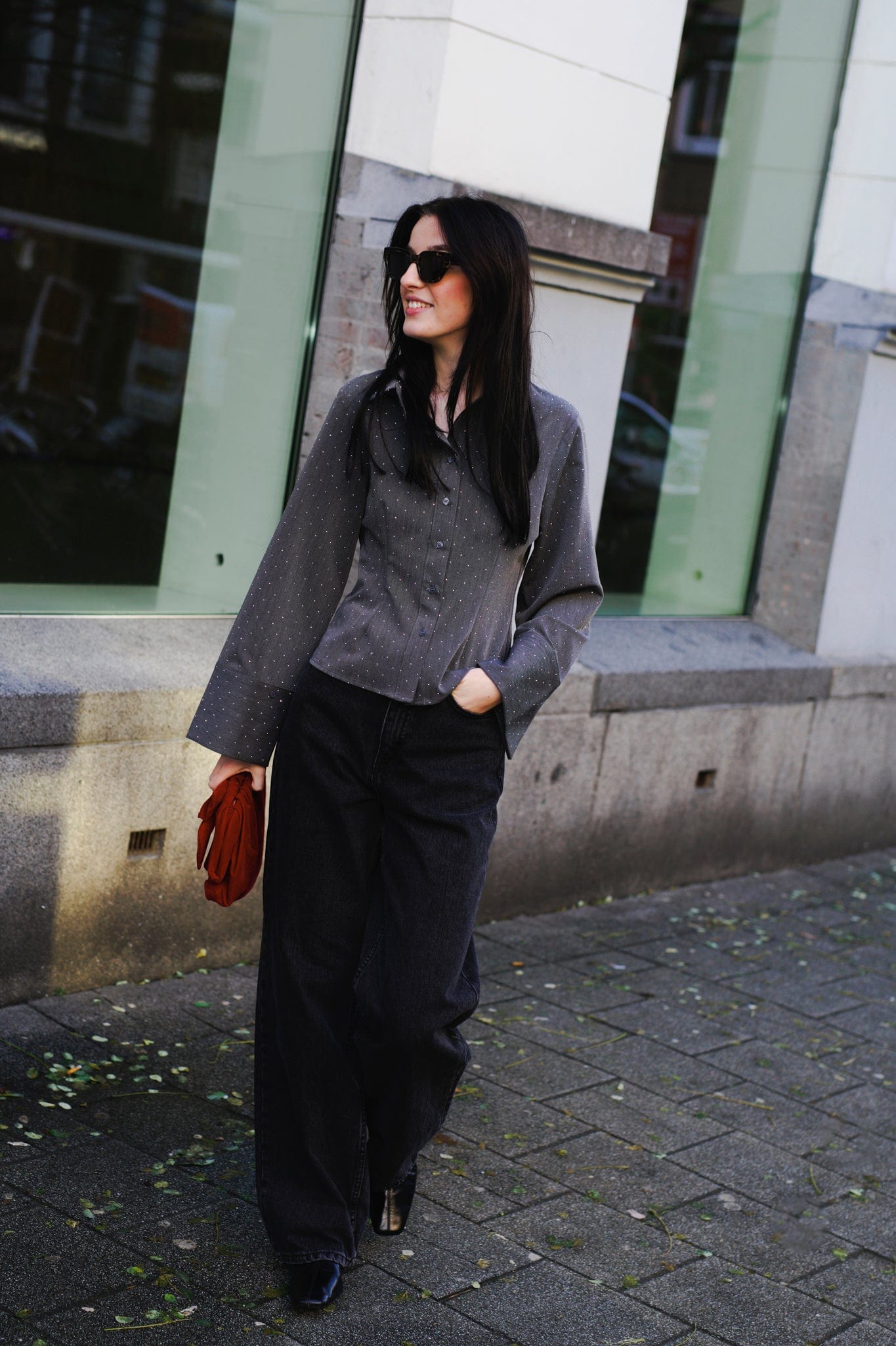 Rosa Bedazzled Blouse - Grijs