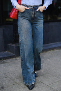 Darin Wijde Jeans - Denim Blauw