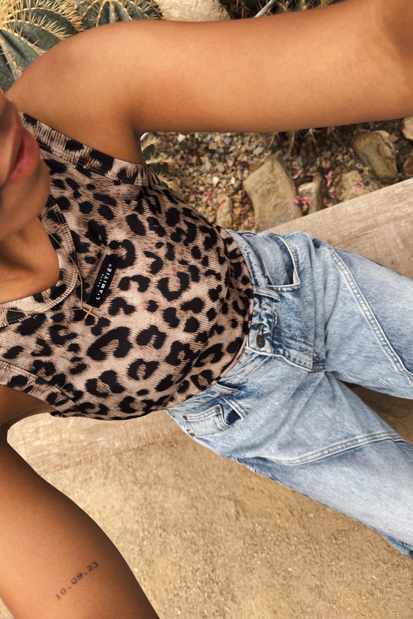 Rib Badge Tank Top - Luipaard