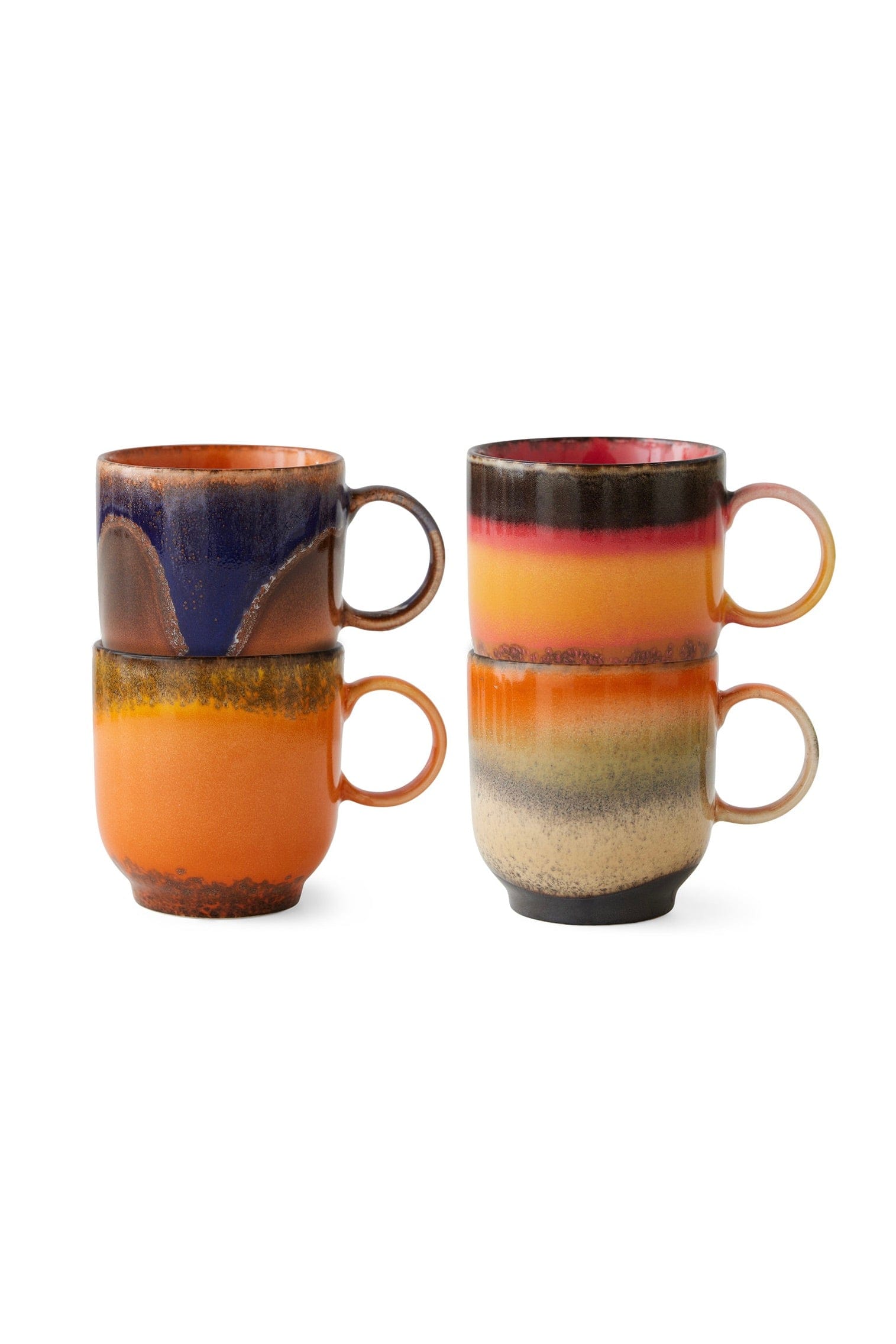 70S KERAMIEK: Koffie Mokken Brazilië (SET VAN 4)