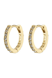 EBNA SMALL CRYSTAL HOOPS EARRINGS, GOLD, PILGRIM