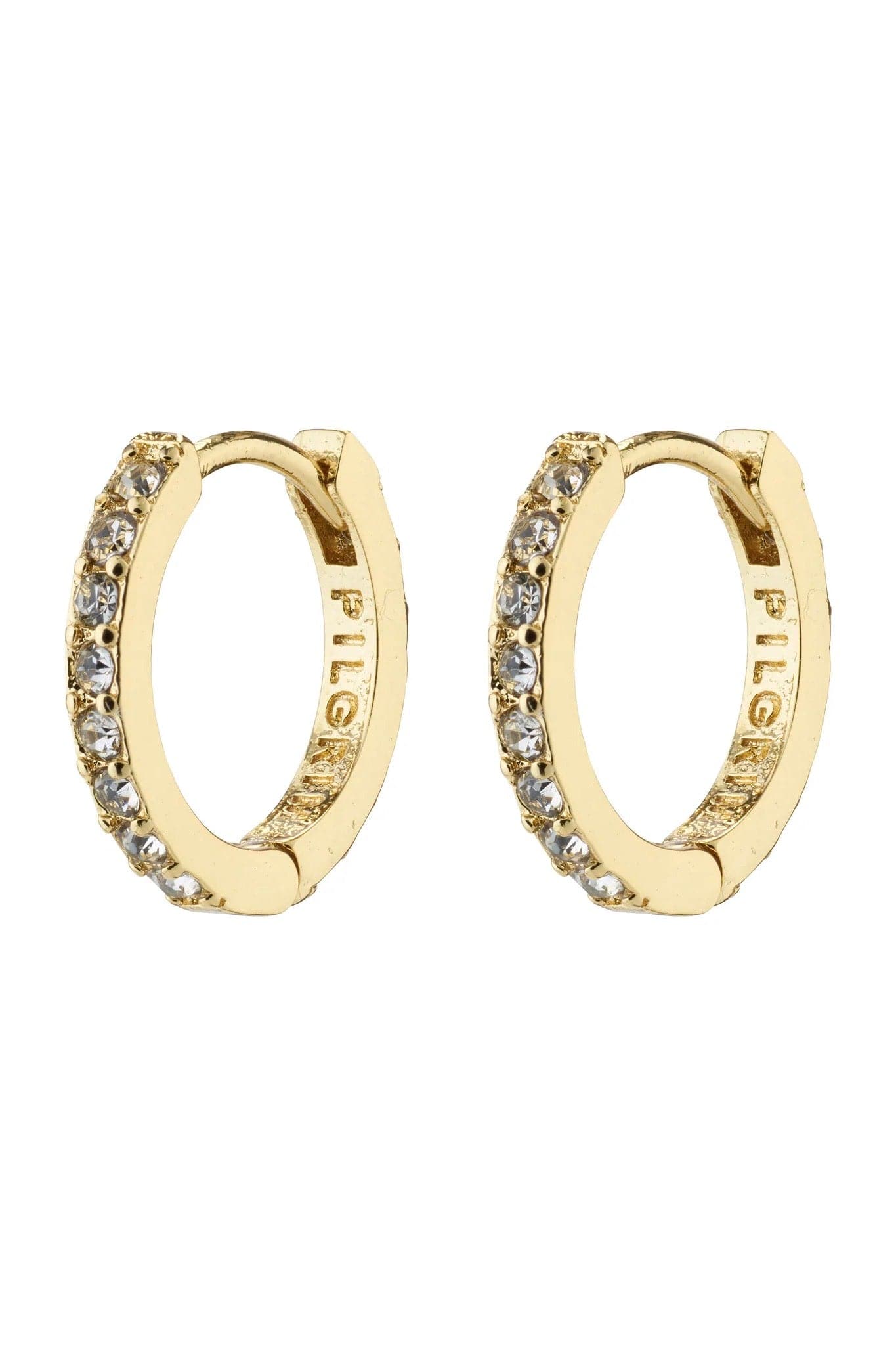 EBNA SMALL CRYSTAL HOOPS EARRINGS, GOLD, PILGRIM