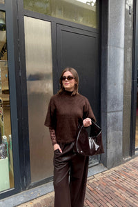 YASTilde Mohair Korte Mouwen Trui - Bruin