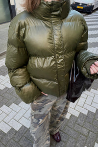 Rhea Shiny Puffer Jas - Groen