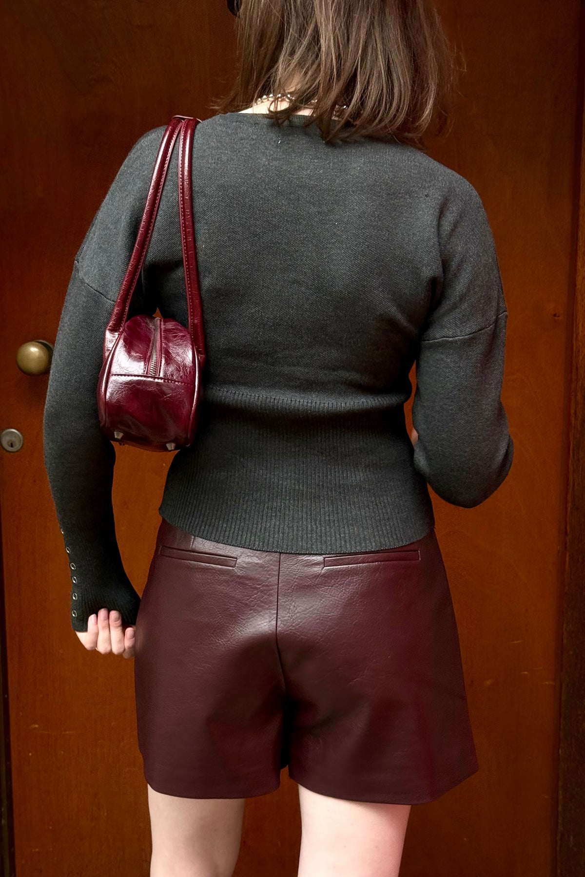 Elayne Faux Leather Skort - Bordeaux