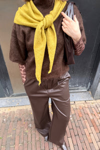 YASTilde Mohair Korte Mouwen Trui - Bruin