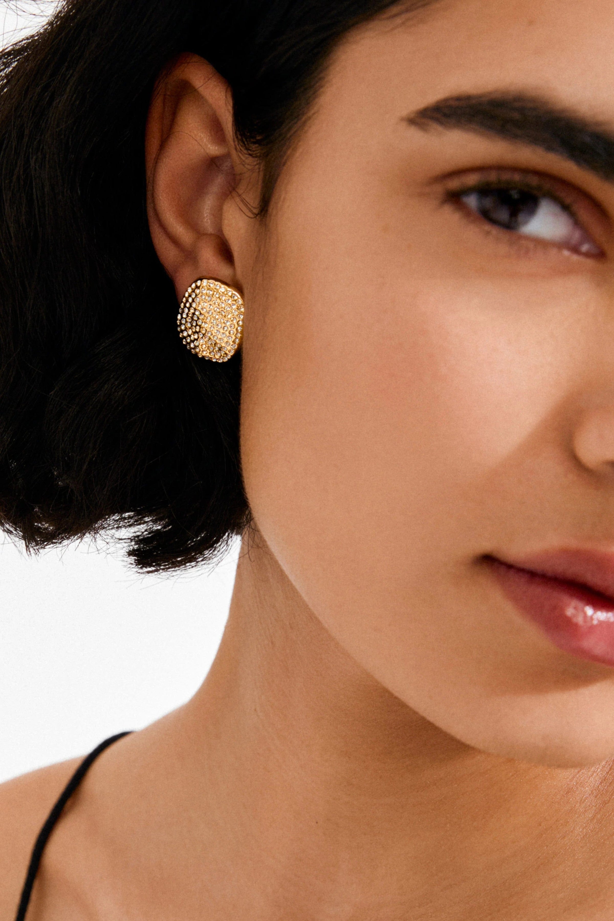 Ember Grote Strass Oorbellen - Goud