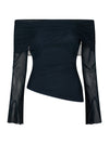 Addie Mesh Blouse - Donker Blauw