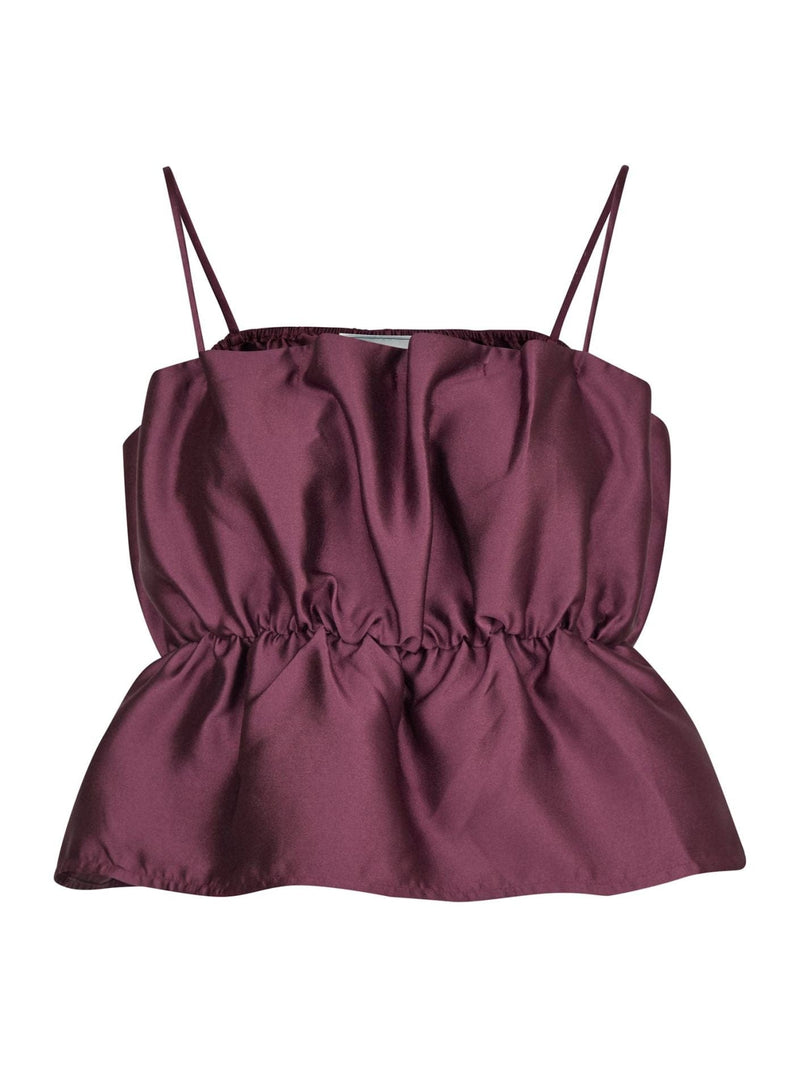 Tipton Dull Satin Top - Bordeaux