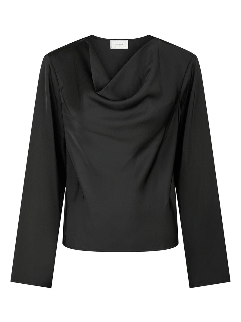 Vallista Satijnen Blouse - Zwart