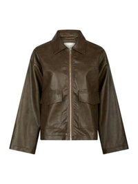 Titan Faux Leather Jas - Donker Bruin