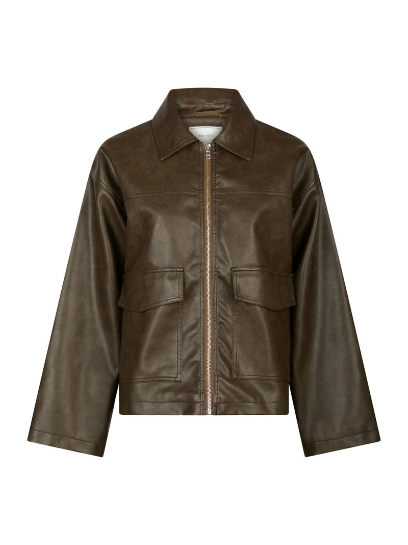 Titan Faux Leather Jas - Donker Bruin