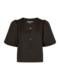 Aisa Satijnen Blouse - Donkerbruin