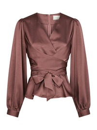 Rista Heavy Satijnen Blouse - Dark Rose