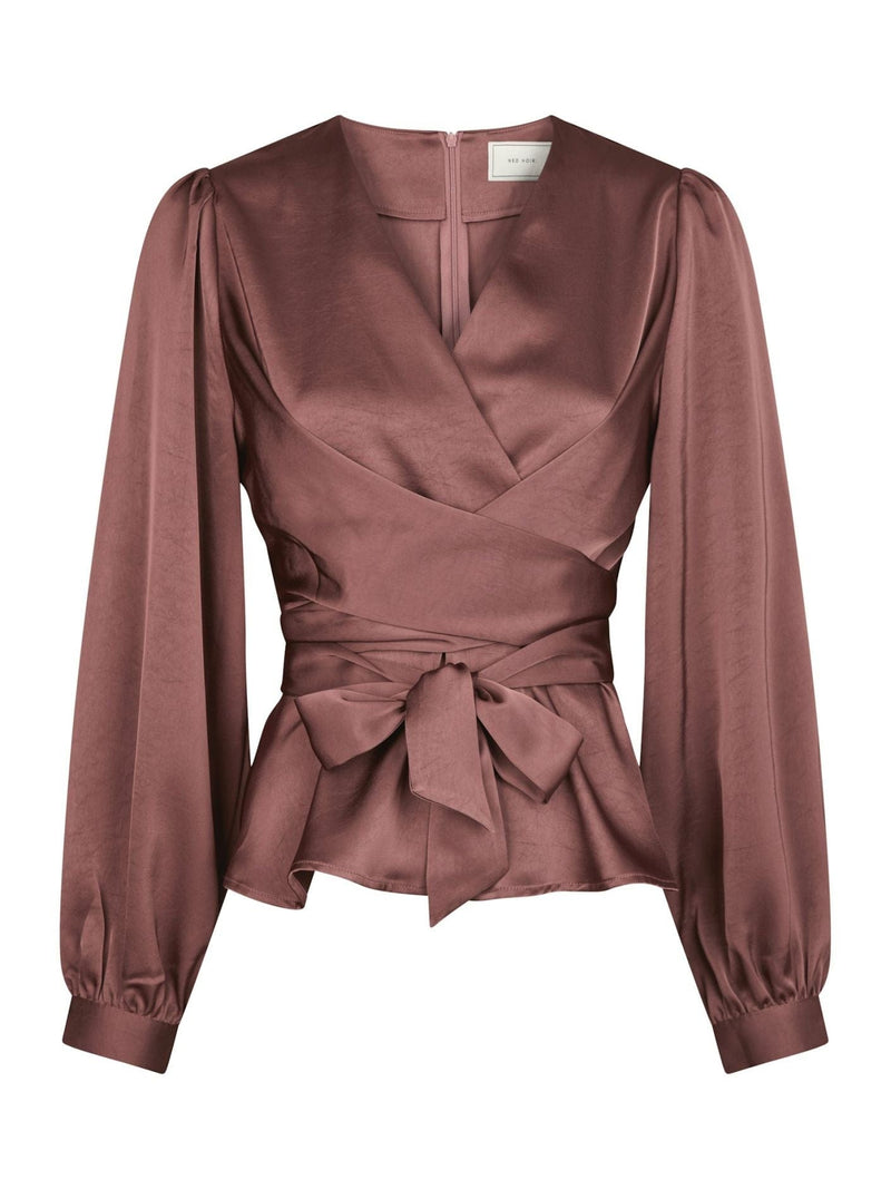 Rista Heavy Satijnen Blouse - Dark Rose