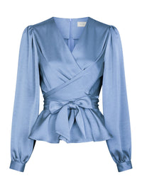 Rista Heavy Satijnen Blouse - Smoke Blue