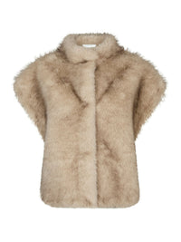 Kevini Faux Fur Gilet - Beige
