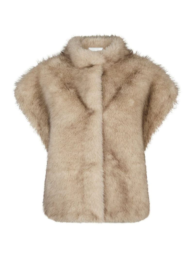 Kevini Faux Fur Gilet - Beige