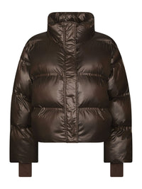 Rhea Shiny Puffer Jas - Bruin