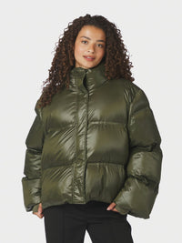 Rhea Shiny Puffer Jas - Groen