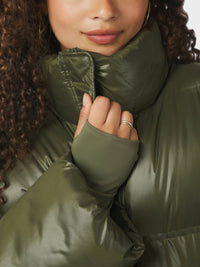 Rhea Shiny Puffer Jas - Groen