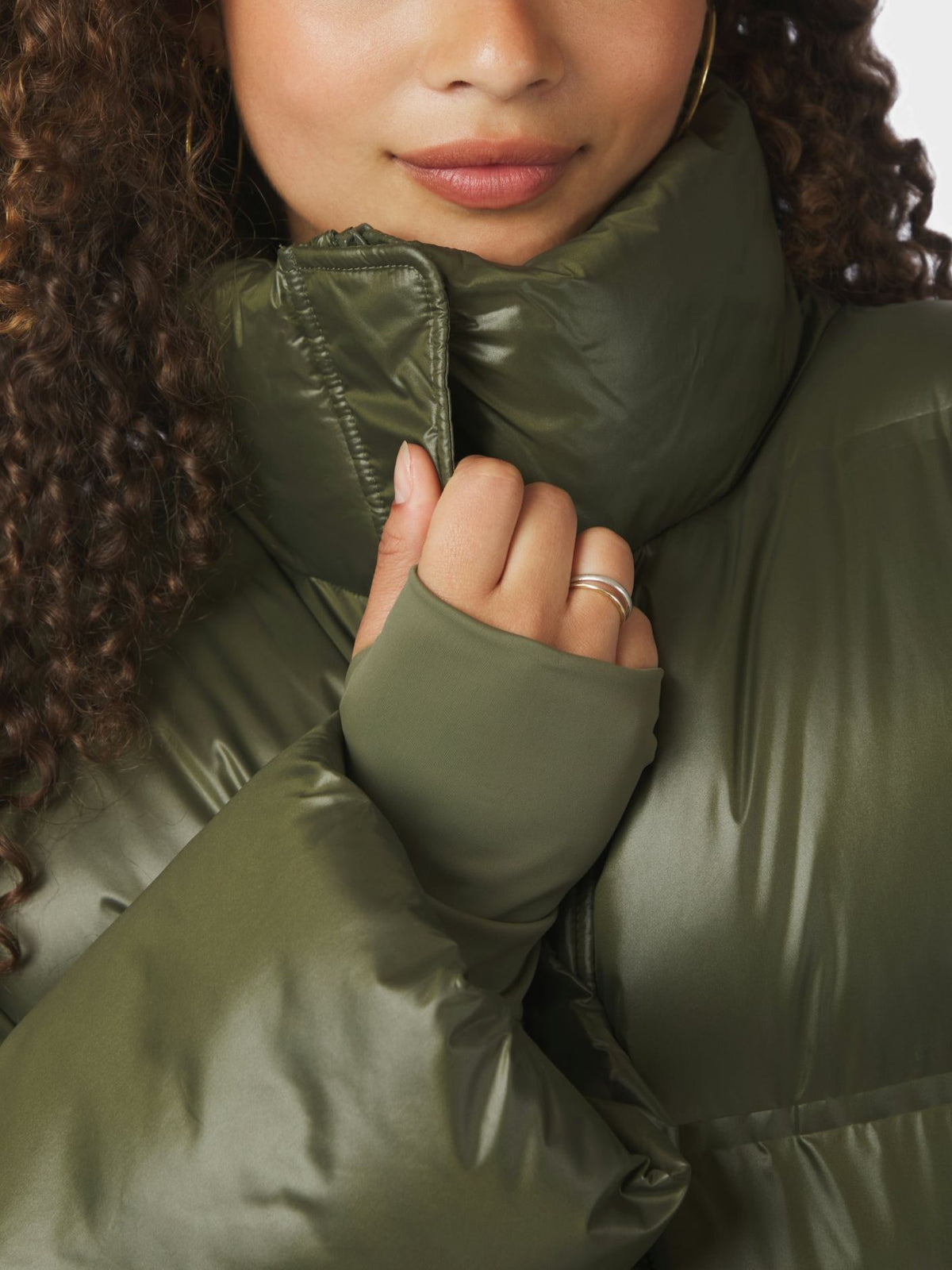 Rhea Shiny Puffer Jas - Groen