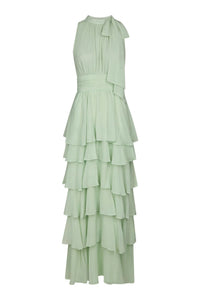 Marli Solid Chiffon Jurk - Groen