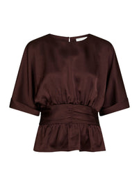 Annegret Heavy Satijnen Blouse - Burgundy