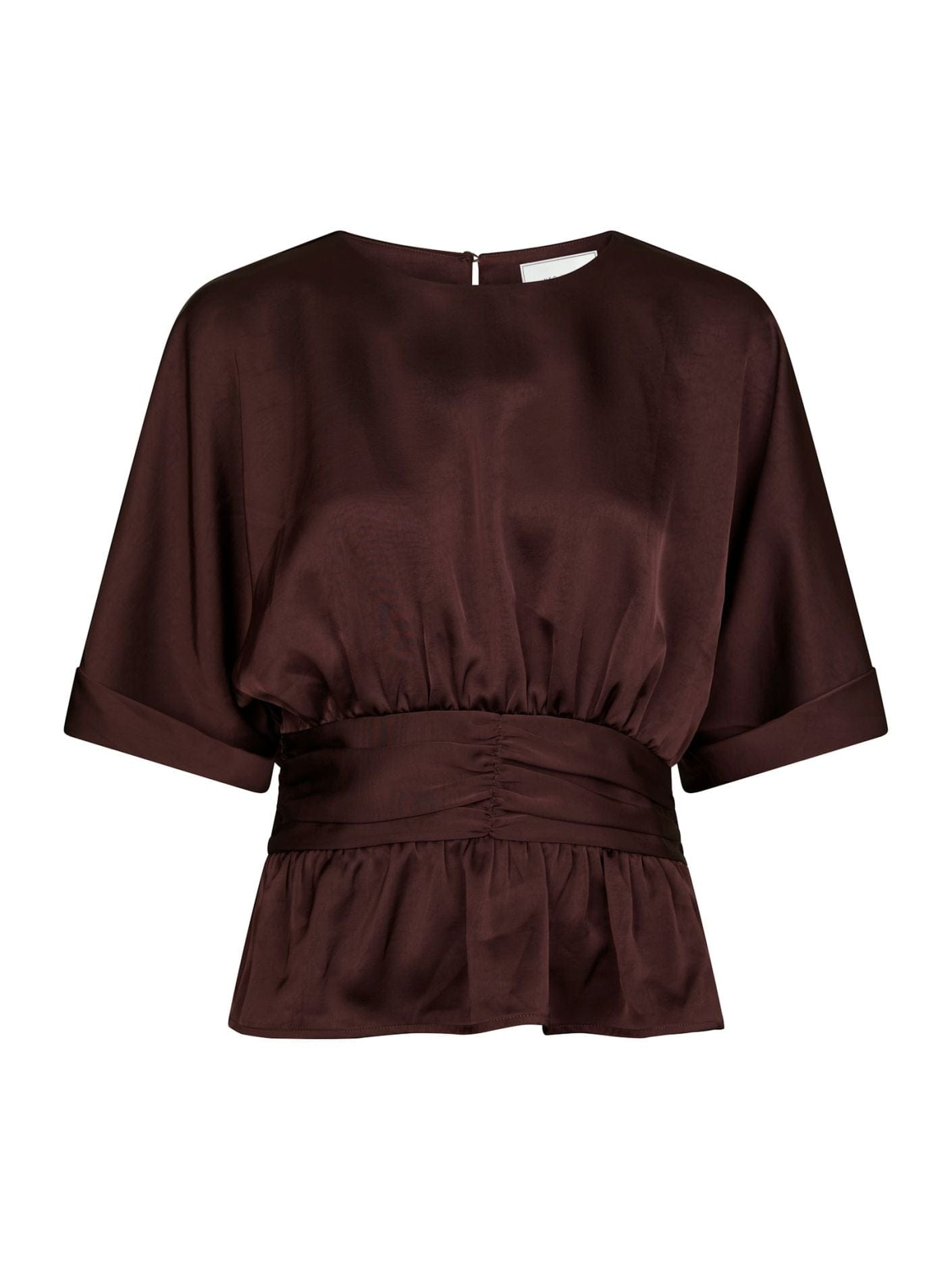 Annegret Heavy Satijnen Blouse - Burgundy