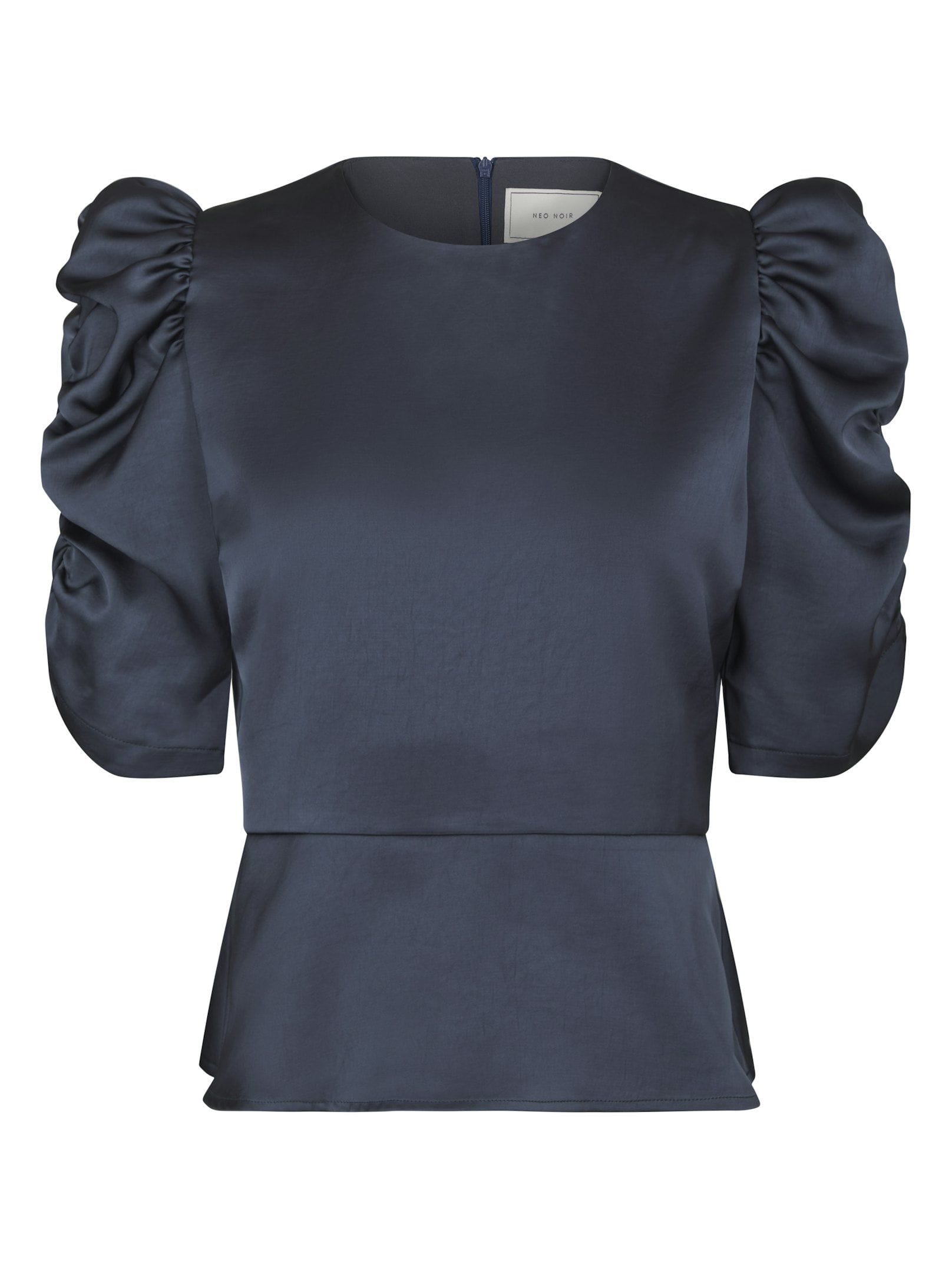 Benua Heavy Satijnen Blouse - Donker Blauw